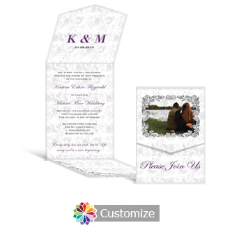 Iron Vine 5.25 x 7.25 Vertical Gate-Fold Wedding Invitation