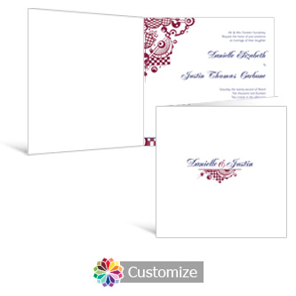 Checkered Orbs 6 x 6 Square Folded Wedding Invitation