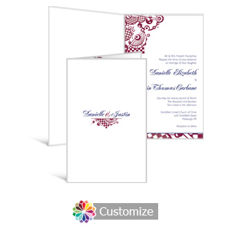 Checkered Orbs 5 x 7.875 Half-Fold Wedding Invitation