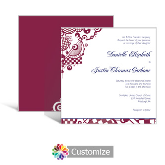 Checkered Orbs 5.875 x 5.875 Square Wedding Invitation