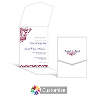 Checkered Orbs 5.25 x 7.25 Vertical Gate-Fold Wedding Invitation