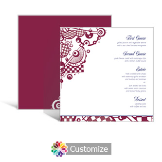 Checkered Orbs 5.875 x 5.875 Square Wedding Menu