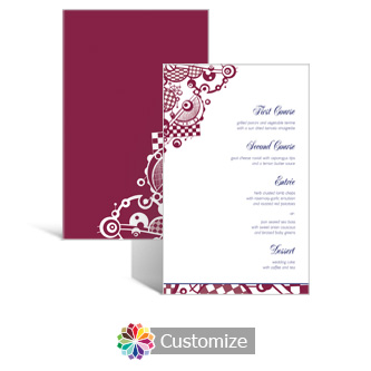 Checkered Orbs 5 x 7.875 Rectangle Flat Wedding Menu