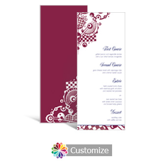 Checkered Orbs 3.625 x 8.875 Tea-Length Wedding Menu