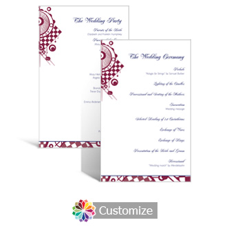 Checkered Orbs 5 x 7.875 Flat Wedding Program