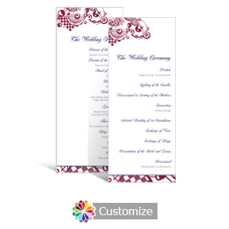 Checkered Orbs 3.625 x 8.875 Tea-Length Wedding Program