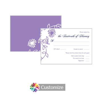 Lilac Flowers 5 x 3.5 RSVP Enclosure Card - Dinner Choice