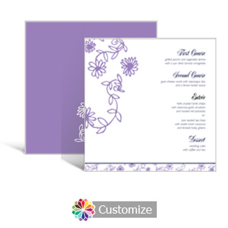 Lilac Flowers 5.875 x 5.875 Square Wedding Menu