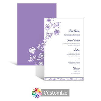 Lilac Flowers 5 x 7.875 Rectangle Flat Wedding Menu