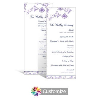 Lilac Flowers 3.625 x 8.875 Tea-Length Wedding Program