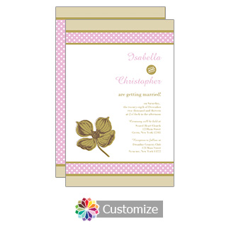 Champagne Polka 5 x 7.875 Flat Card Wedding Invitation