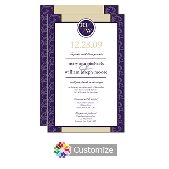 Amethyst Rococo 5 x 7.875 Flat Card Wedding Invitation