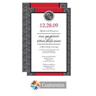 Red Rococo 5 x 7.875 Flat Card Wedding Invitation