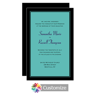 Teal Classical 5 x 7.875 Flat Card Wedding Invitation