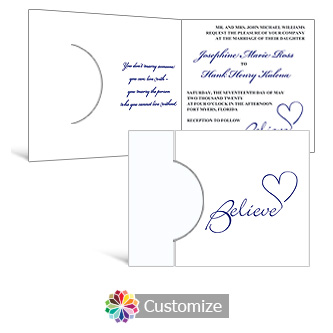 Believe Swirly 7.25 x 5.125 Folded Wedding Invitation