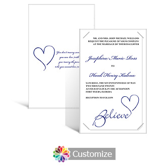 Believe Swirly 5 x 7.875 Layered Rectangle w/Vellum Wedding Invitation