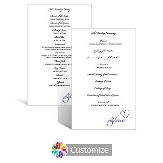 Believe Swirly 5 x 7.875 Flat Wedding Program