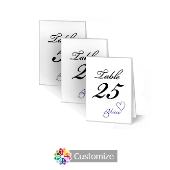 Believe Swirly 2.5 x 3.5 Folded Wedding Table Number