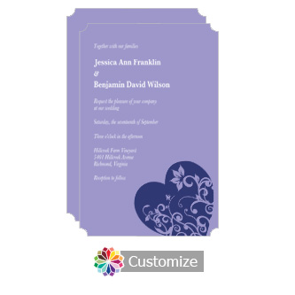 Elegant Hearts 5 x 7.875 Flat Wedding Invitation Card