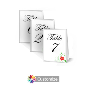 Floral 2.5 x 3.5 Folded Wedding Table Number