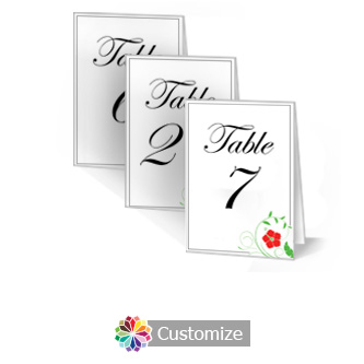 Floral 3.5 x 5 Large Folded Wedding Table Number