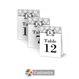 Monogram 2.5 x 3.5 Folded Wedding Table Number