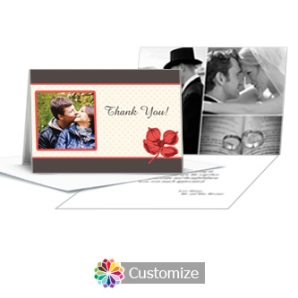 Polka Thank You Card With Photo and Custom Greeting