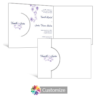 Lilac Flowers 7.25 x 5.125 Folded Wedding Invitation
