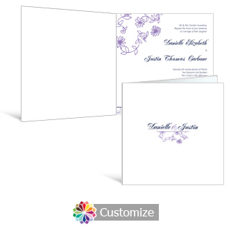 Lilac Flowers 6 x 6 Square Folded Wedding Invitation
