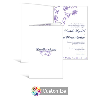 Lilac Flowers 5 x 7.875 Half-Fold Wedding Invitation