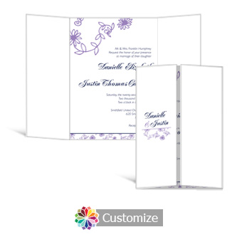 Lilac Flowers 5 x 7 Gate-Fold Wedding Invitation