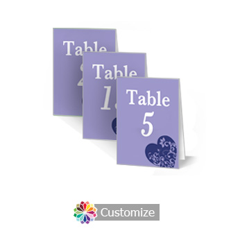 Hearts 2.5 x 3.5 Folded Wedding Table Number