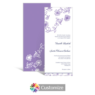 Lilac Flowers 3.625 x 8.875 Tea-Length Wedding Invitation