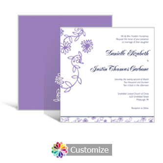 Lilac Flowers 5.875 x 5.875 Square Wedding Invitation