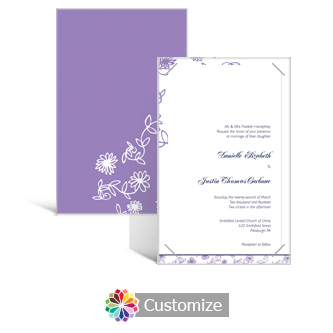 Lilac Flowers 5 x 7.875 Layered Rectangle w/Vellum Wedding Invitation