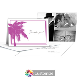 Caribbean Beach Wedding Thank You Card With Photo and Custom Greeting