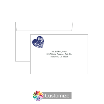 Custom Printing on Wedding Hearts Response Card Envelopes