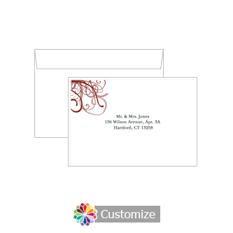 Custom Printing on Wedding Ornate Ribbon Response Card Envelopes