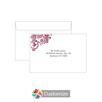 Custom Printing on Wedding Checkered Orbs Response Card Envelopes