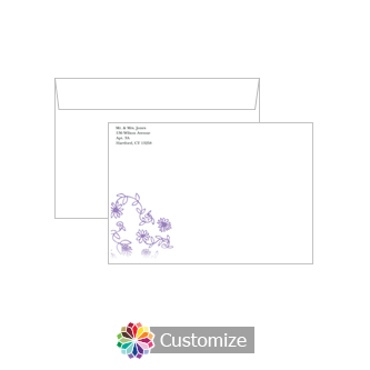 Custom Lilac Flowers Envelopes for Wedding Thank You Card