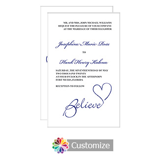 Believe Swirly 5 x 7.875 Flat Wedding Invitation Card