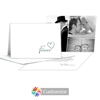 Forever Swirly Wedding Thank You Card With Photo and Custom Greeting