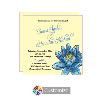 Floral Fairytale Flower Square Wedding Invitation 5.875 x 5.875