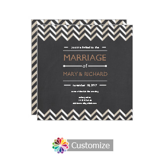 Chalkboard Chevron Square Wedding Invitation Card 5.875 x 5.875