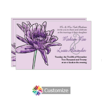 Floral Lovely Lavender Wedding Invitation Card 5 x 7.875