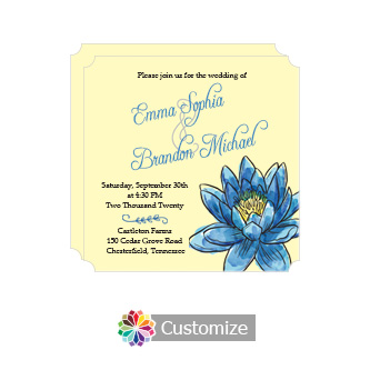 Elegant Floral Fairytale Flower Square Wedding Invitation 5.875 x 5.875