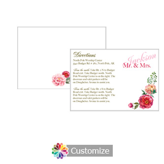 Floral Elegant Summer Poppy 5 x 3.5 Directions Enclosure Card