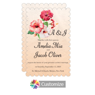 Scalloped Floral Coralbell Lace Wedding Invitation Card 5 x 7.875