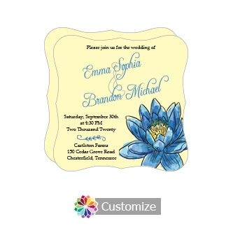 Fancy Floral Fairytale Flower Square Wedding Invitation 5.875 x 5.875