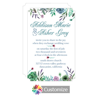Elegant Floral Spring Meadow Flowers Flat Wedding Invitation Card 5 x 7.875